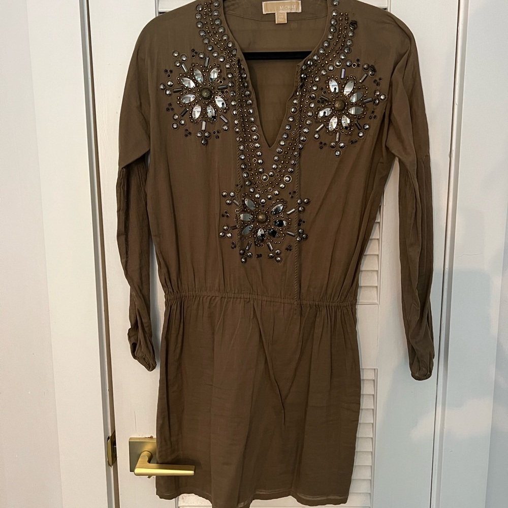 Michael Kors olive linen with bead detailing